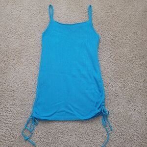 Blue Knit Mini Dress Coverup Resortwear Beach Coastal Cowgirl